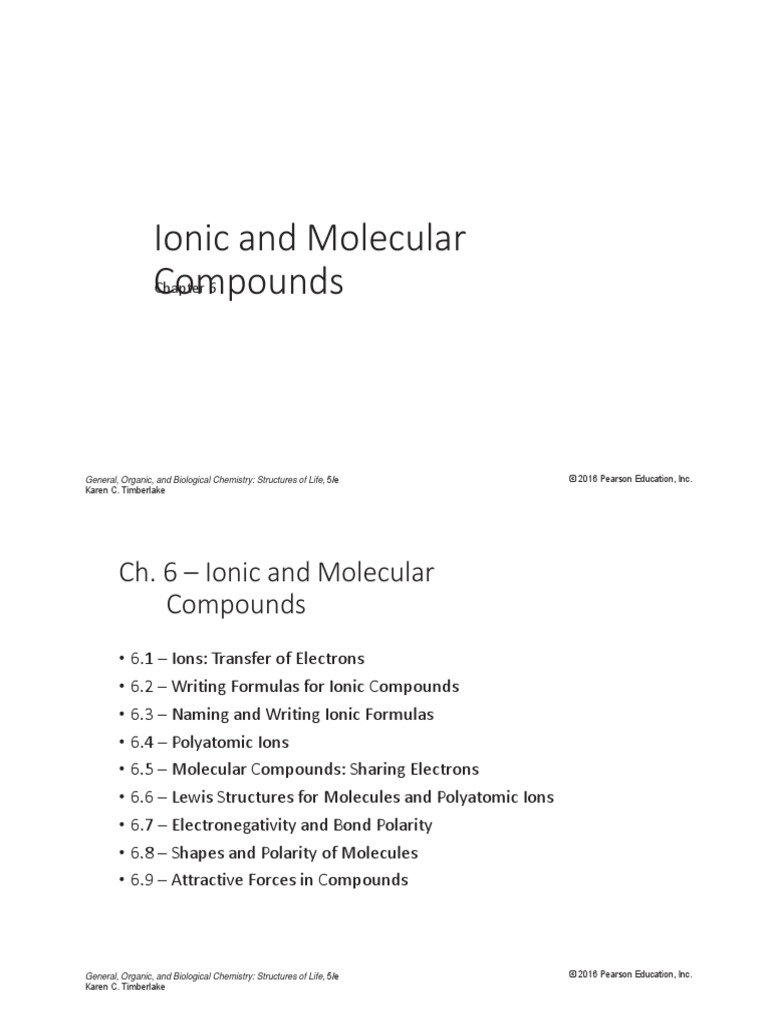 Ch. 6 - Ionic and Molecular Compounds | PDF | Chemical Polarity | Ion