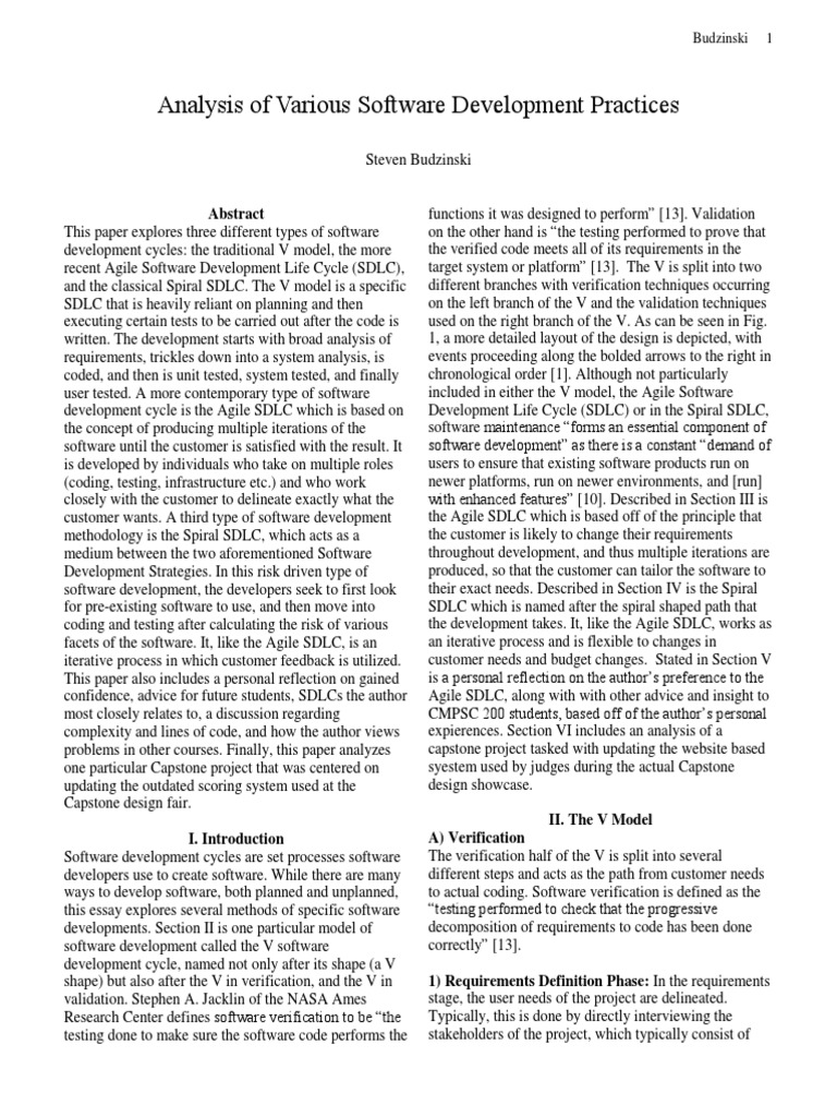Analysis of Various Software Development Practices | PDF | Software ...