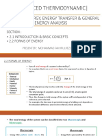 Advanced Thermodynamic - : Chapter 2: Energy, Energy Transfer & General Energy Analysis