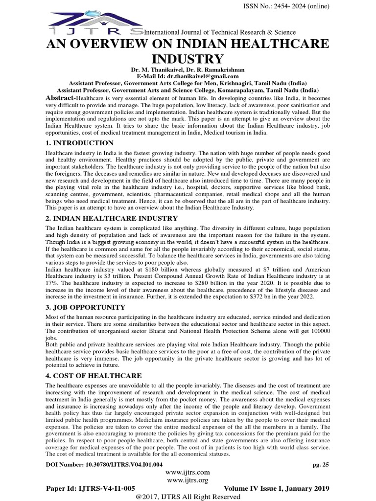 Overview of Indian Healthcare Industry | PDF | Health Policy | Health Care