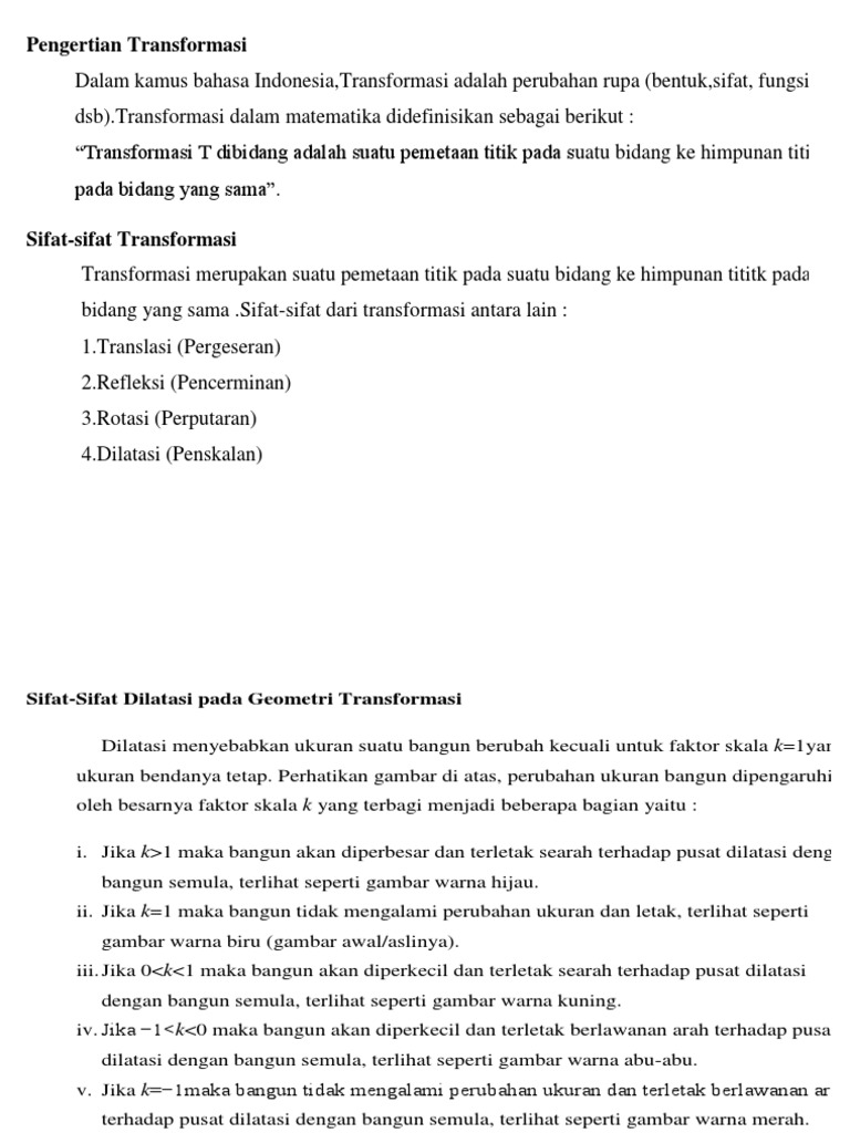 Pengertian Transformasi | PDF