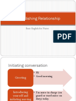 Establishing Relationship: Basic English For Nurse