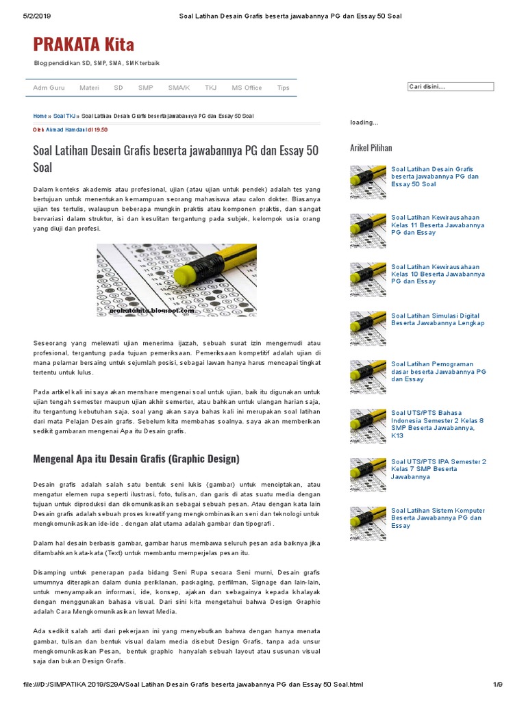 Soal Latihan Desain Grafis Rismax