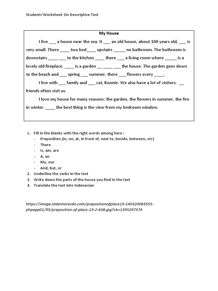 Descriptive Text: My House Worksheet | PDF