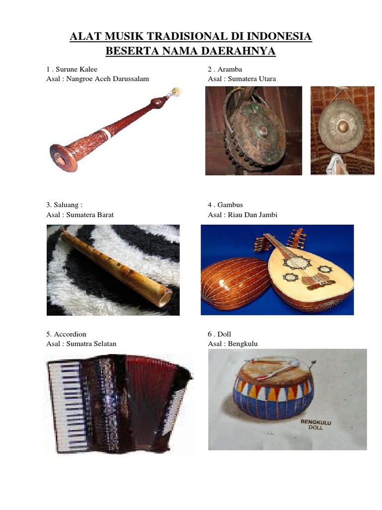 45SNG Gambar Alat Musik Tradisional Indonesia Dan Namanya