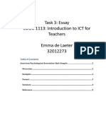 Task 3: Essay EDUC 1113: Introduction To ICT For Teachers Emma de Laeter 32012273