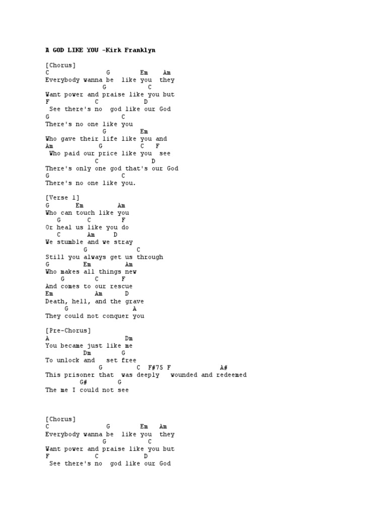 A God Like You Kirk Franklyn Song Structure Popular Music