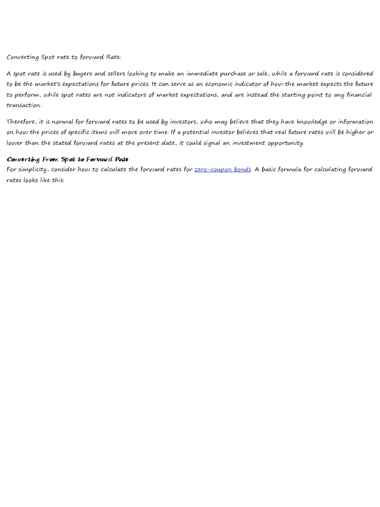 Converting Spot Rate To Forward Rate | PDF