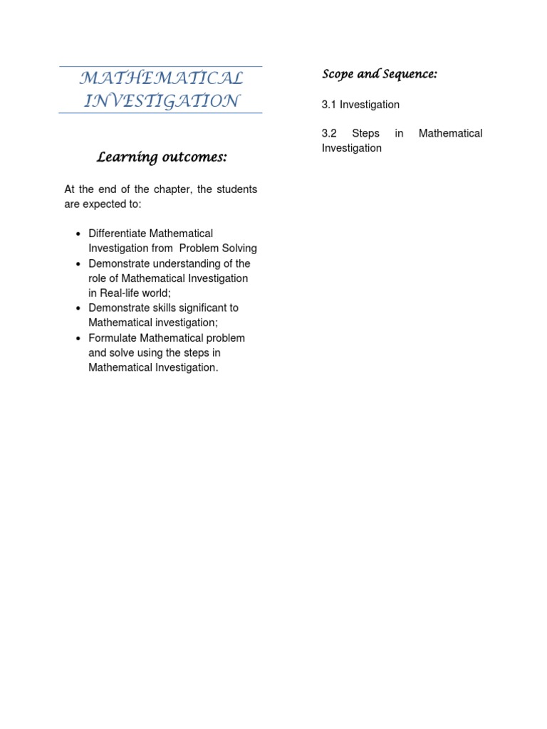Mthematical Investigation | PDF | Subtraction | Conjecture