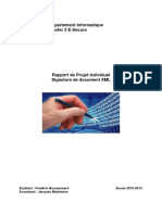 Département Informatique Master 2 E-Secure. Rapport de Projet Individuel Signature de Document XML
