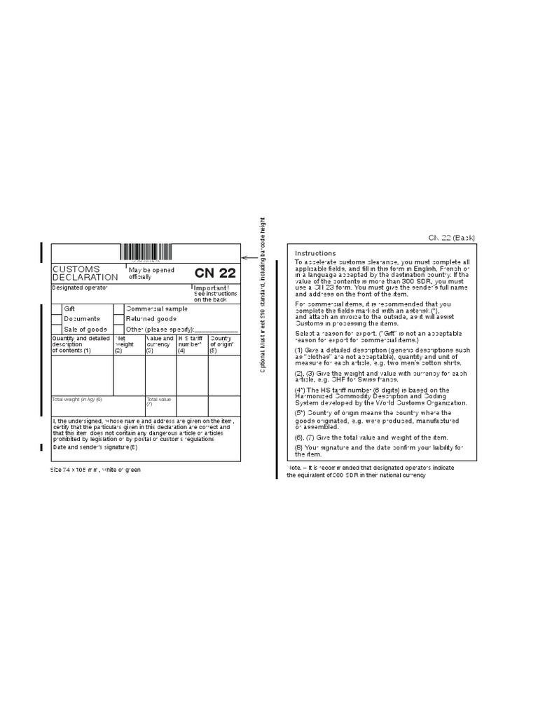 cn22 pdf | pdf | customs | swiss franc