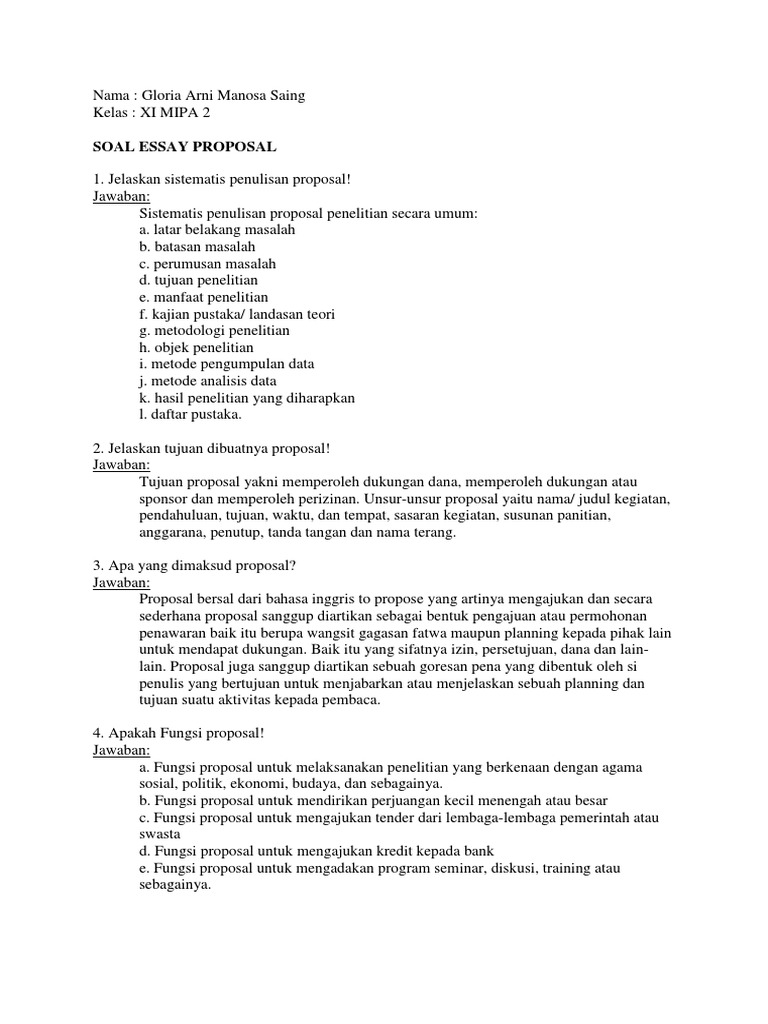 Soal Kelas Xi Tentang Proposal - Ahli Soal