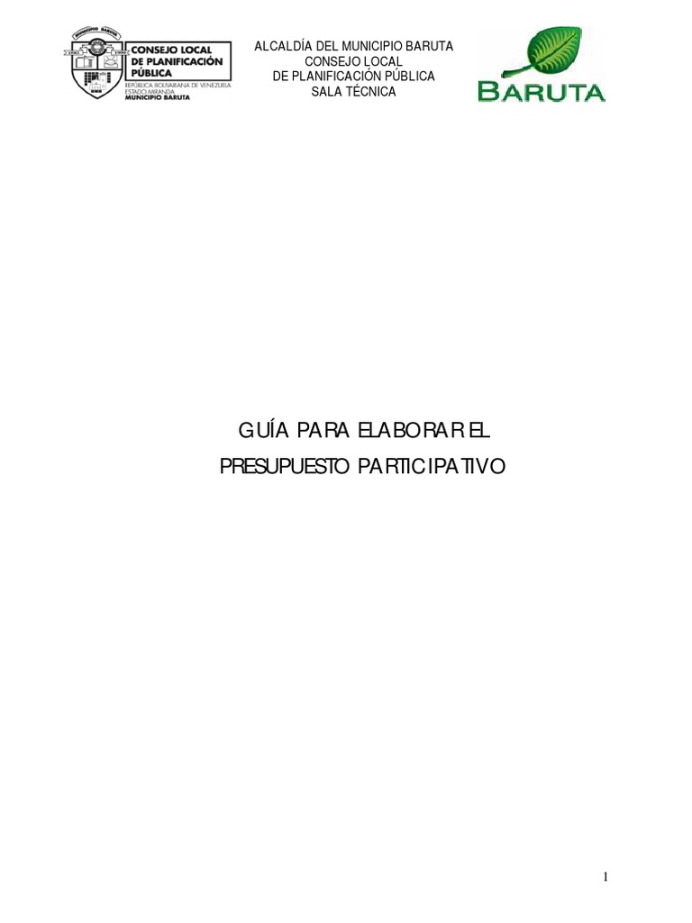 Guía del Presupuesto Participativo Baruta | PDF | Presupuesto | Alcalde