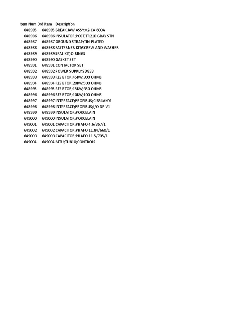 Spar Part | PDF | Resistor | Electrical Network