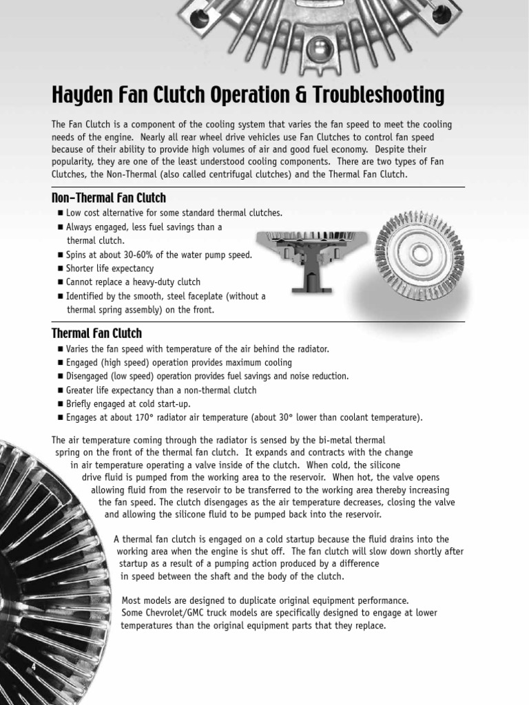Hayden Fan Clutch Operation & Troubleshooting PDF Clutch Screw