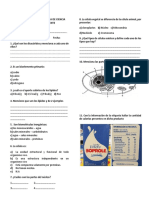 Examen de Ciencia Tecnología y Ambiente para 4 de Secundaria