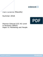 Mark Scheme (Results) Summer 2016: Pearson Edexcel GCE AS Level in Business (8BS0) Paper 01 Marketing and People