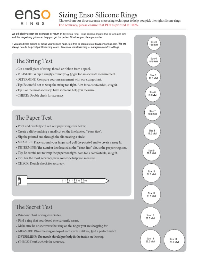 Enso Silicone Rings Sizing Guide | PDF | Nature