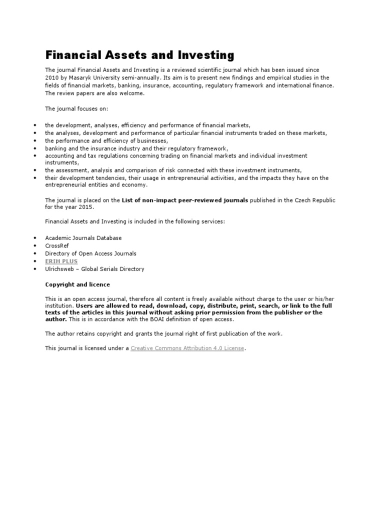 Financial Assets and Investing | PDF