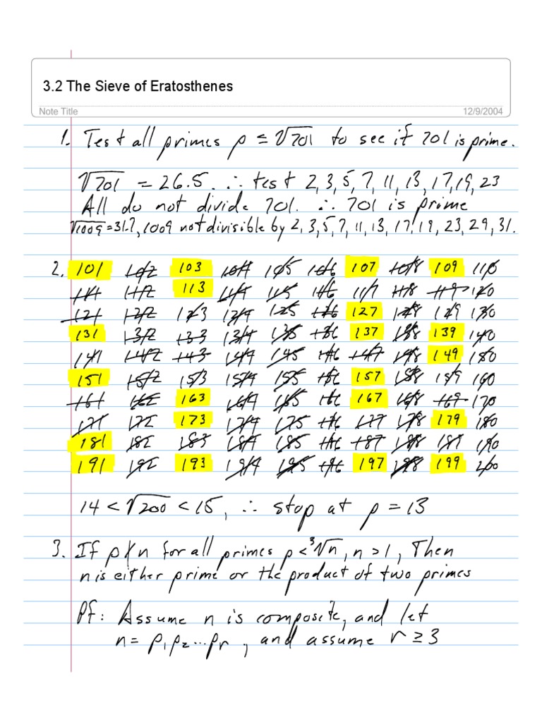 03-2 The Sieve of Eratosthenes | PDF
