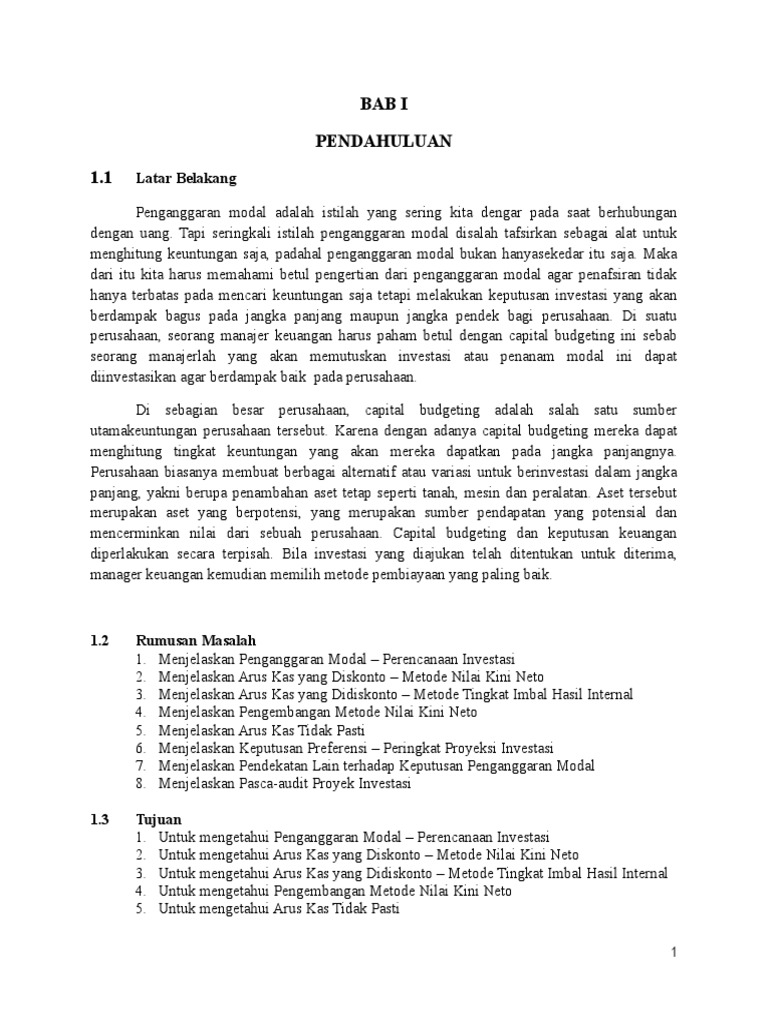 Akuntansi Manajemen Penganggaran Modal