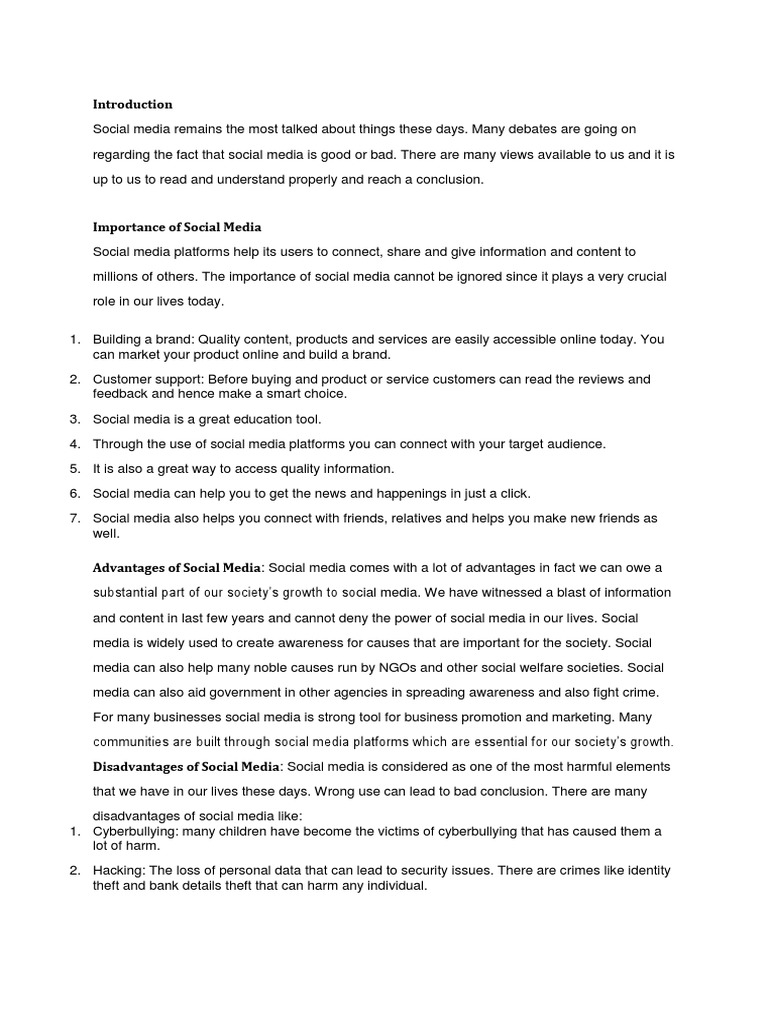essay on social media
