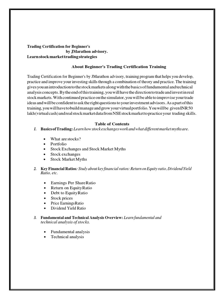 Beginner's Trading Certification Course | PDF