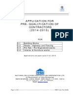 Application For Pre-Qualification of Contractors (2014-2015)