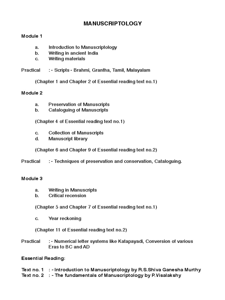 Fundamentals of Indian Manuscriptology | PDF