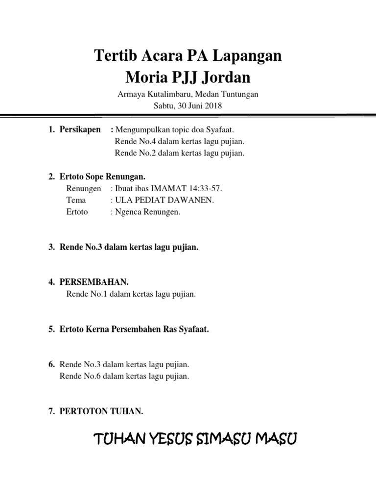 Tertib Acara PA Lapangan | PDF
