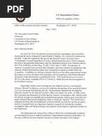 1 May 2019 Letter To Rep. Jerry Nadler (D-NY) From Assistant AG Stephen Boyd