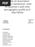 A Study On Customer Satisfaction Towards Dmart Bhilai