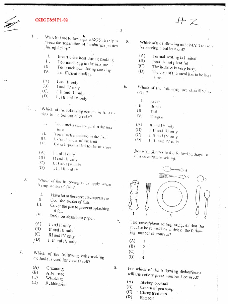 Csec F N P1 02 Pdf Pdf Foods Food And Drink