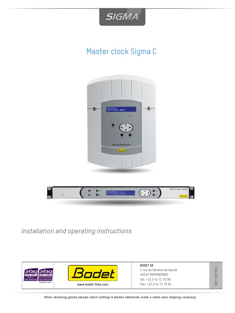Sigma C Master Clock Instructions PDF PDF Electrical Connector