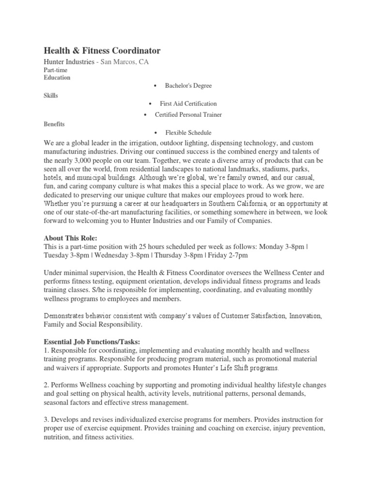 Hunter Health PDF Personal Trainer Physical Fitness