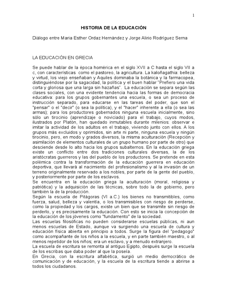 Historia de la Educación en Grecia y Roma | PDF | Educación en artes ...