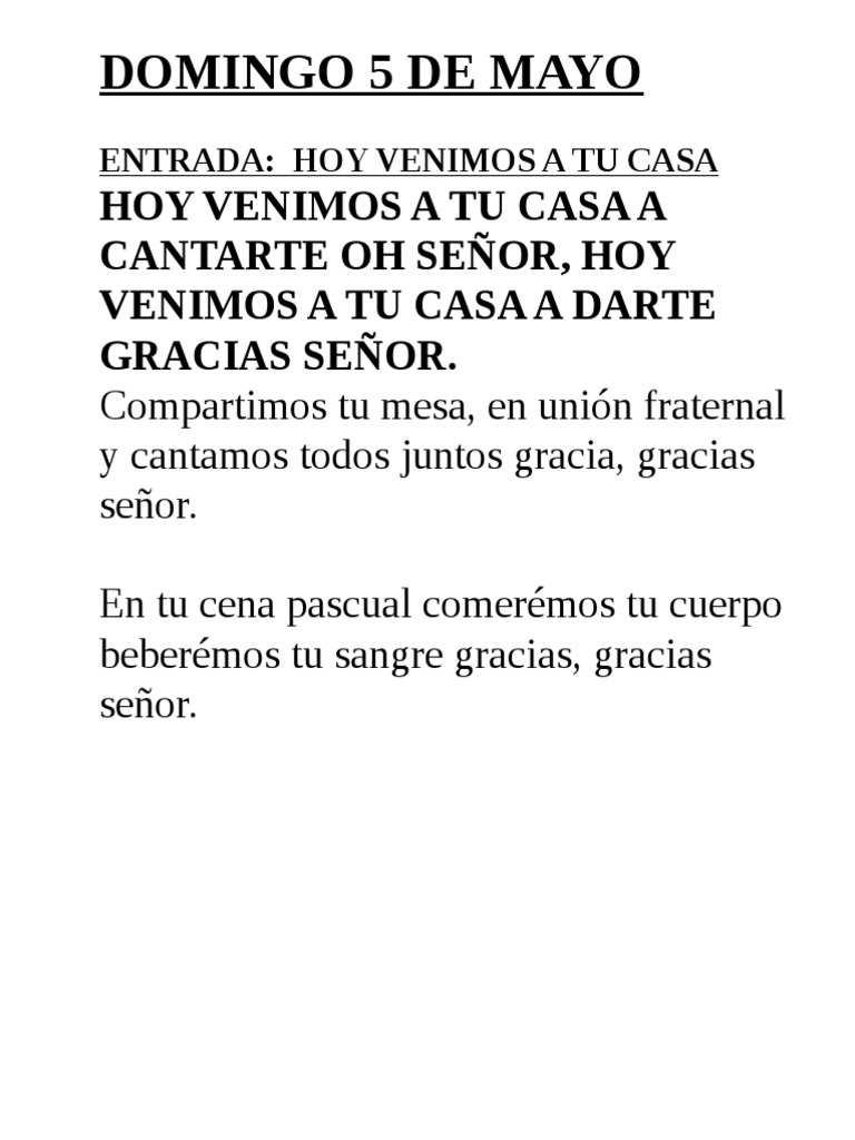 Cantos de Misa 5 de Mayo PDF Misa (liturgia) Comportamiento religioso y experiencia