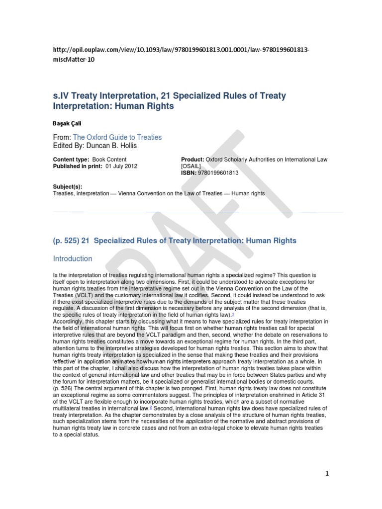 Human Rights Treaty Interpretation Rules | PDF | Treaty | International Law