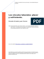 Ricardo Ernesto Juan Ferrari (2013) - Los Vinculos Laborales Placer y Sufrimiento