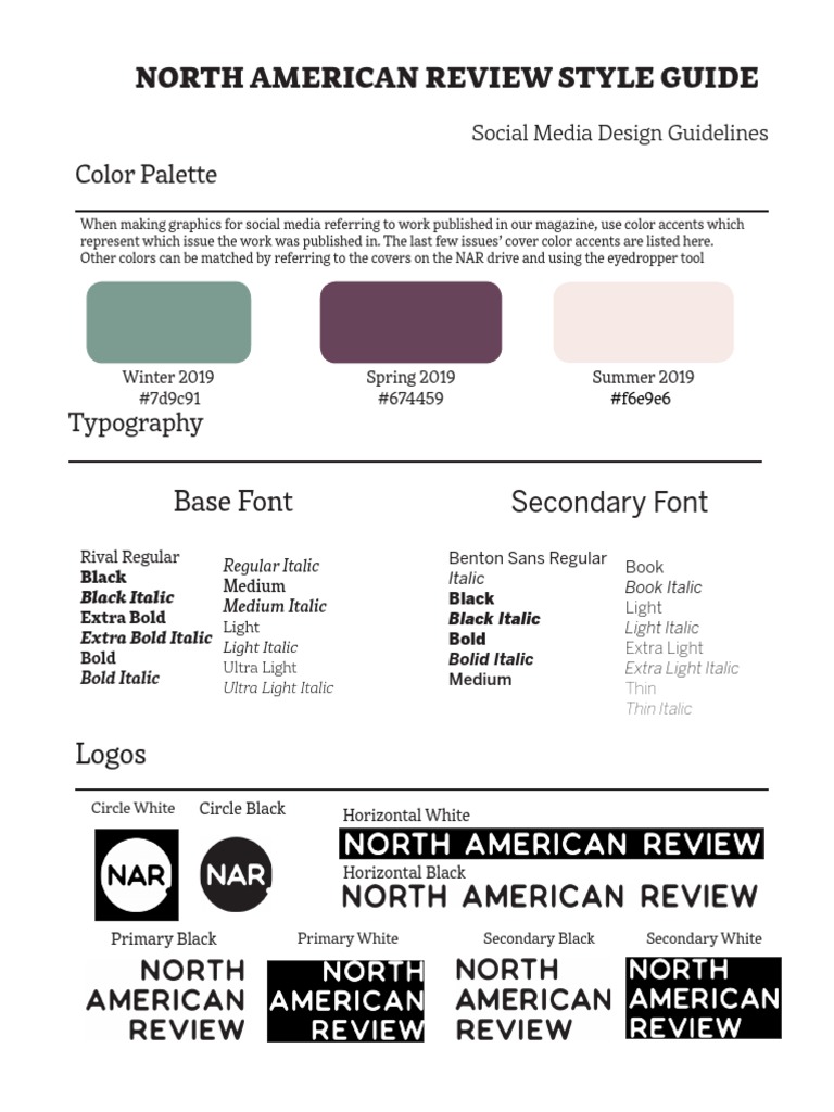 North American Review Style Guide: Color Palette | PDF | Hashtag ...