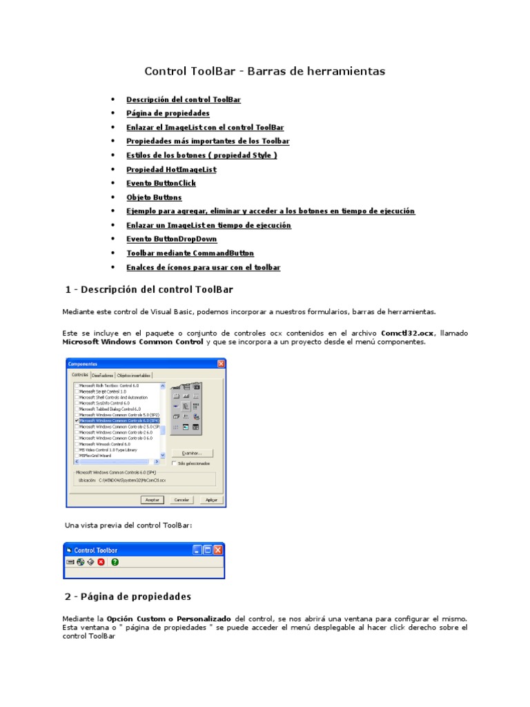 Control de ToolBar en Visual Basic | PDF | Ventana (informática ...