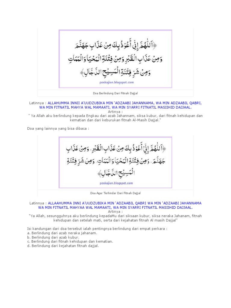 Doa Berlindung Dari Fitnah Dajjal Pdf