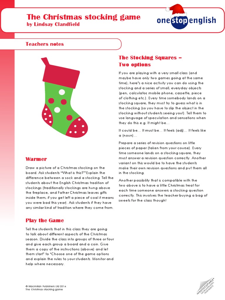 Christmas Stocking Game PDF PDF Christmas