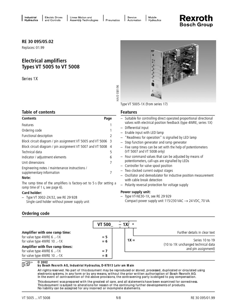 Data Sheet Amplificador Rexroth | PDF | Amplifier | Vacuum Tube