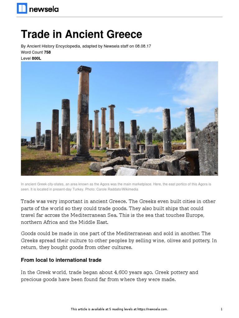 Trade in Ancient Greece PDF Ancient Greece Mediterranean Sea