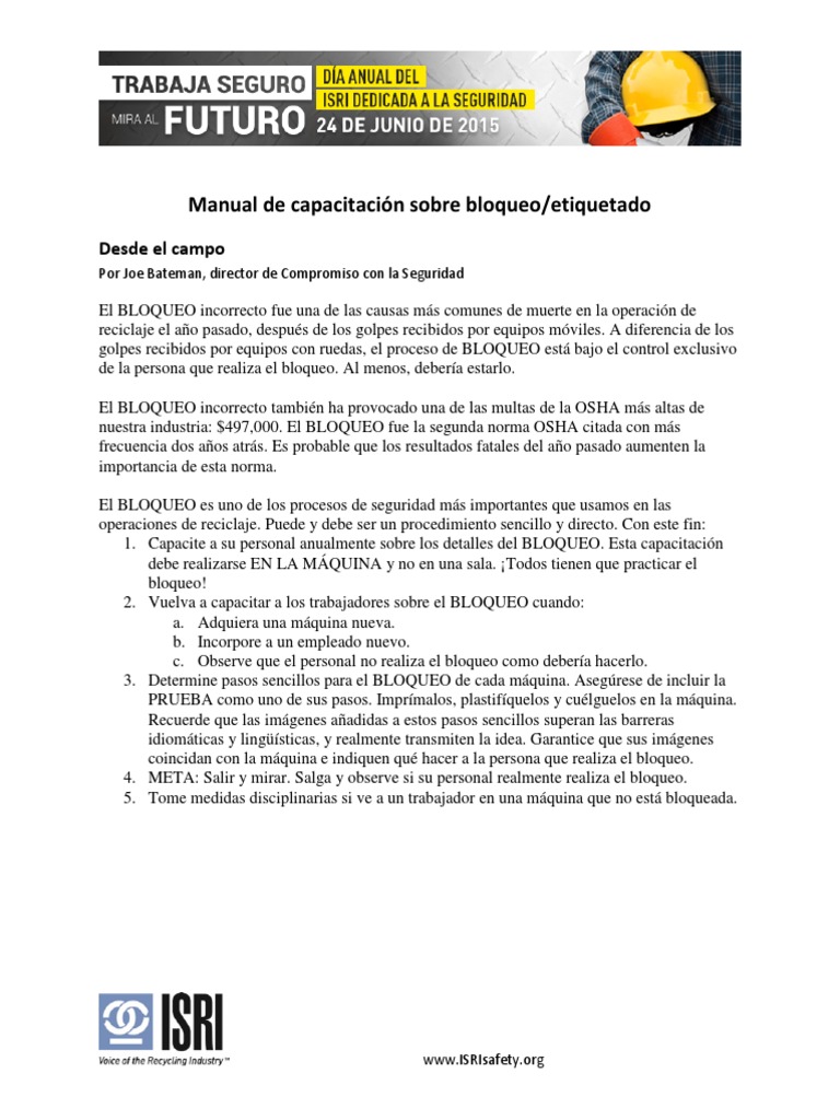 Lockout Tagout workbook7261D6E3C91E PDF | PDF | Energía y recursos ...