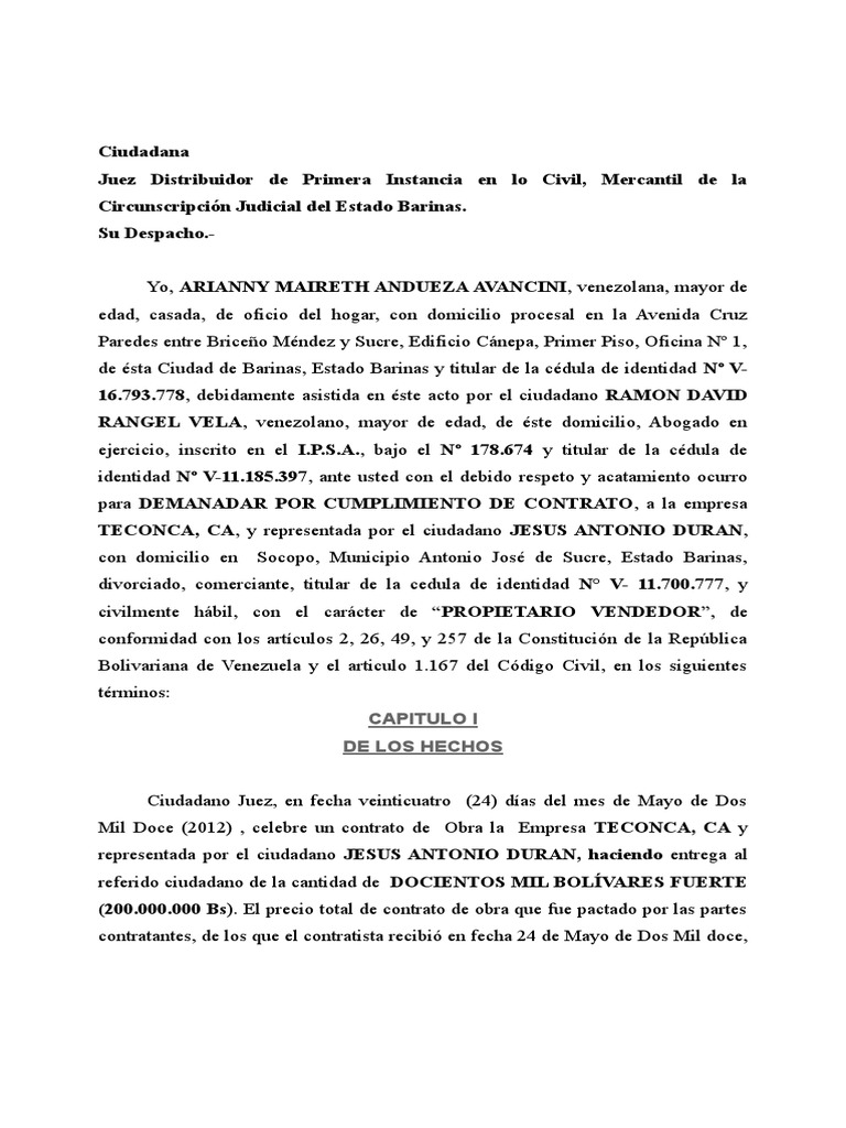 Demanda Por Incumplimiento de Contrato Del Dr. Gaudencio Díaz | Ley ...