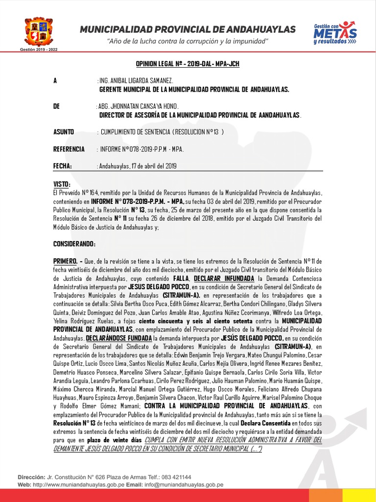 Cumplimiento de Sentencia - Jesus Delgado | PDF | Jurisdicción | Ley