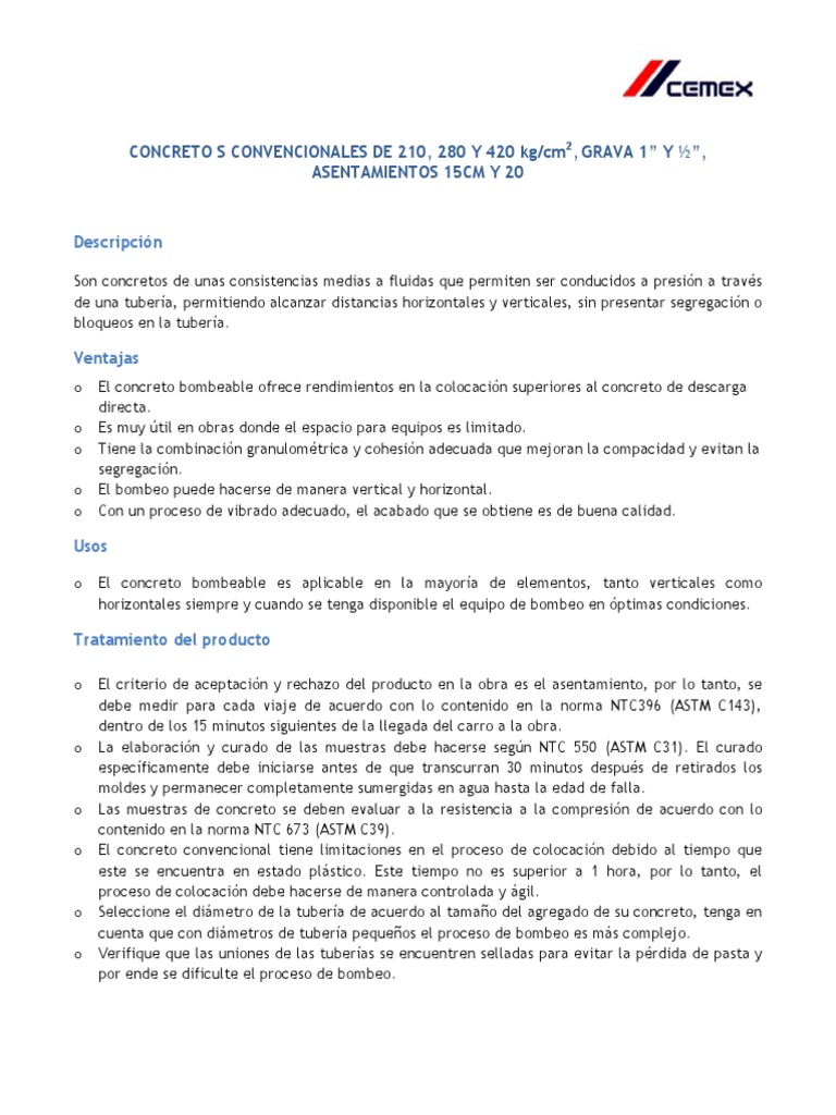 Dosificación y manejo de concreto Cemex | PDF | Hormigón | Naturaleza
