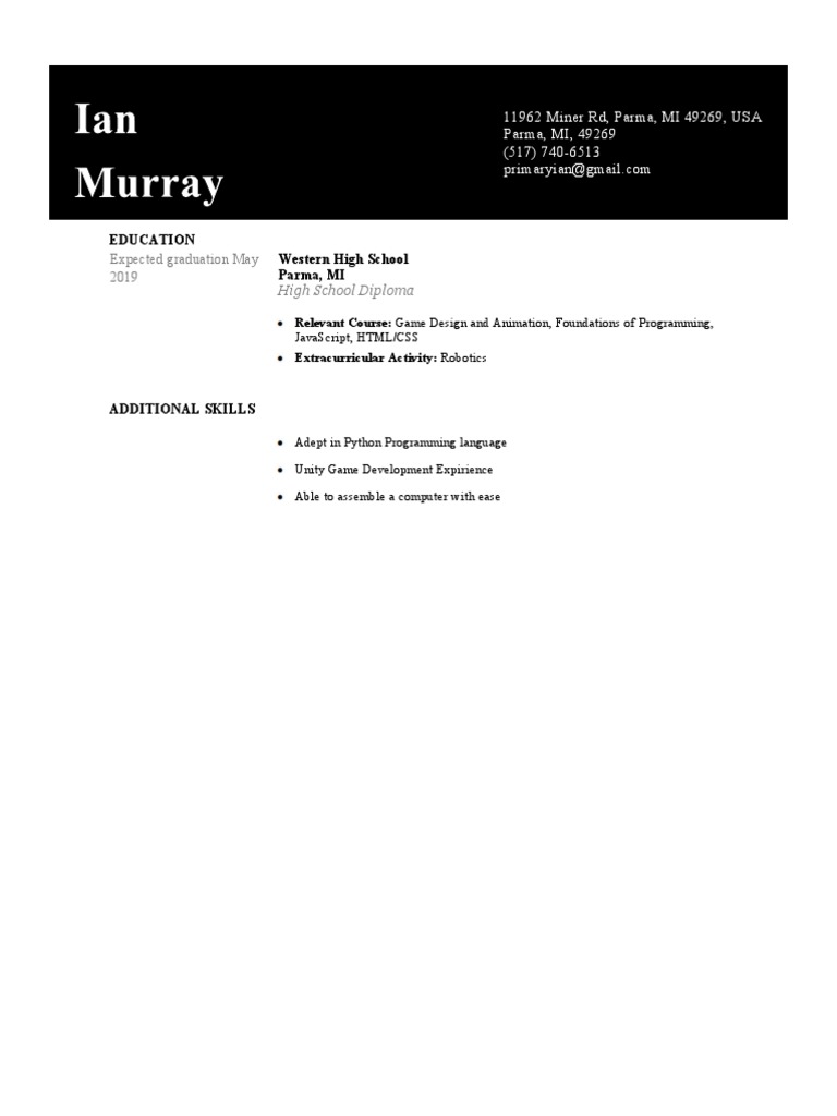 Education Western High School Parma, MI PDF